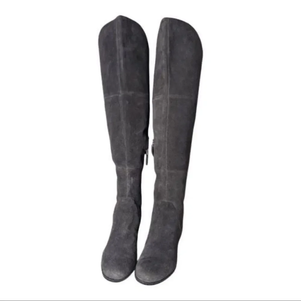 Franco Sarto Abela Suede Over-the-Knee Charcoal Gray Zip Boots Sz 6